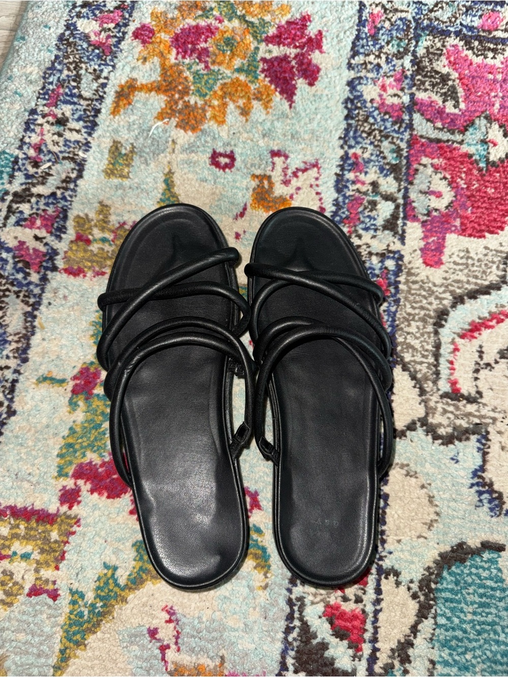 Black Multi-Strap Slide PlatformSandals